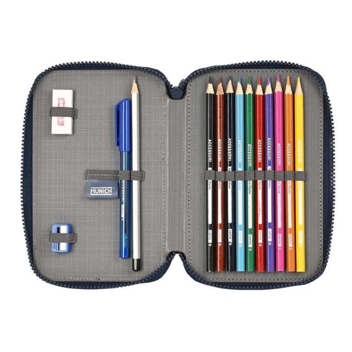 Plumier Doble Munich Flash Azul marino 12.5 x 19.5 x 4 cm (28 piezas) 3 Plumier Doble Munich Flash Azul marino 12.5 x 19.5 x 4 cm (28 piezas) 3