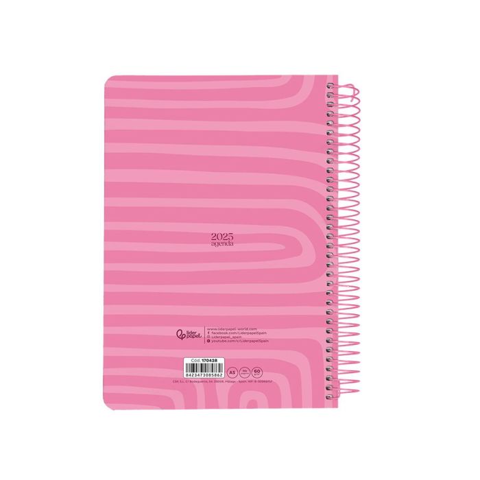 Agenda Espiral Liderpapel Syros A5 2025 Dia Pagina Colorrosa Papel 60 gr Catalan 2