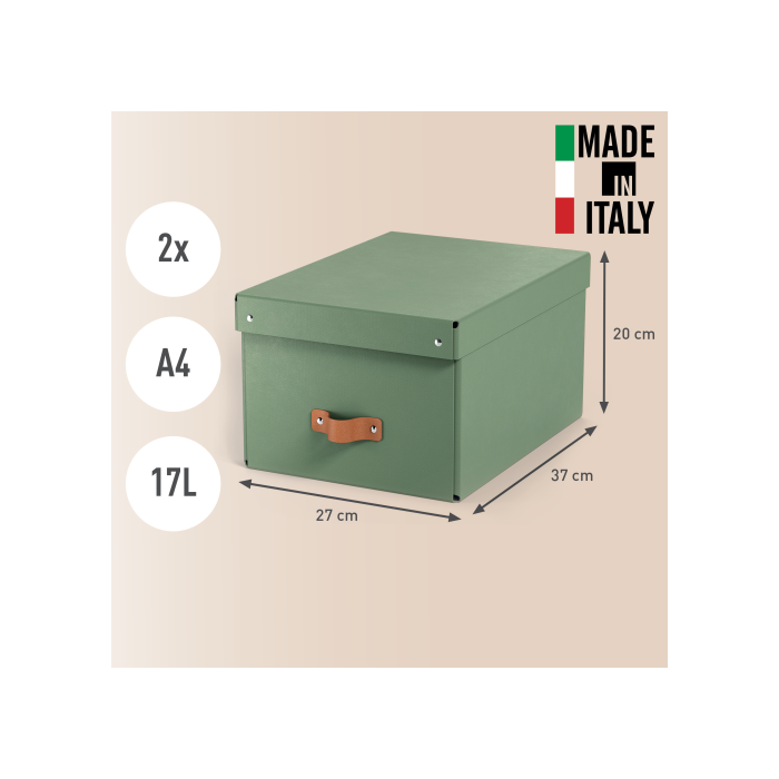 Pack 2 Cajas de Almacenamiento Cartón Mediana Color Verde Leitz 61490050 2