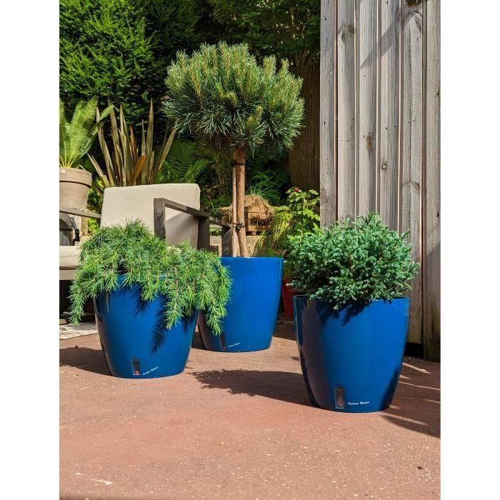 Jardinera redonda RIVIERA EVA NEW - Plástico - Diámetro 46 cm - Azul 1 Jardinera redonda RIVIERA EVA NEW - Plástico - Diámetro 46 cm - Azul 1