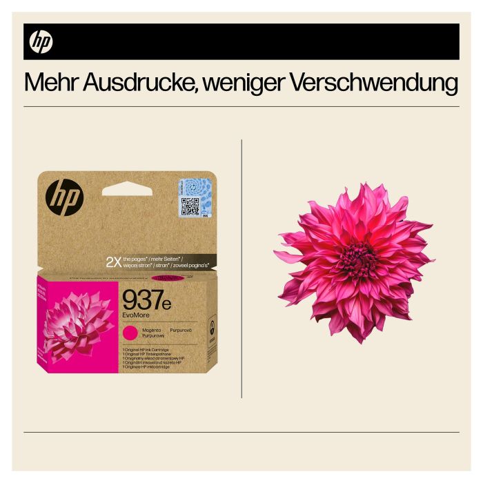HP 937e Cartucho de Tinta Original EvoMore Magenta XL Alto Rendimiento 1650 Páginas Pack Individual