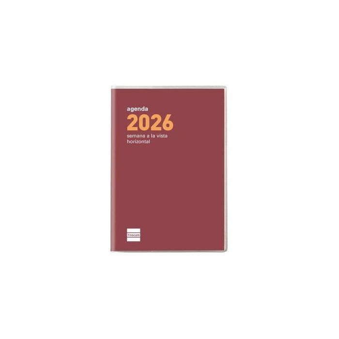 Agenda Anual (2026) Finocam Plana Coctel Cosida Tapa Pp Pl3 82X127 S/V Apais. Burdeos