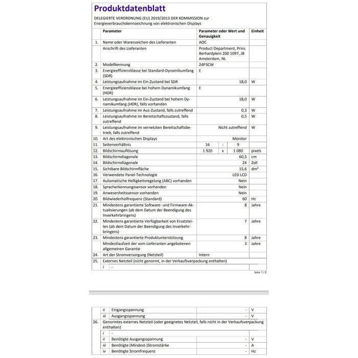 Monitor AOC 24P3CW Full HD 23,8" 28