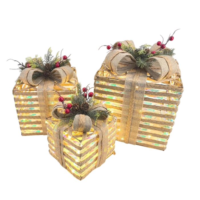 Regalo Navidad Alpina DKD Home Decor Natural Multicolor 27 x 31 x 27 cm Set de 3 (2 Unidades) 1