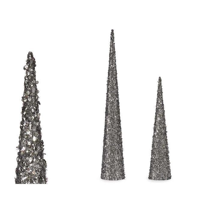 Set 2 Conos Navideños con Lentejuelas Plata Krist+ 9.5x60x9.5 cm (4 Unidades) Set 2 Conos Navideños con Lentejuelas Plata Krist+ 9.5x60x9.5 cm (4 Unidades)