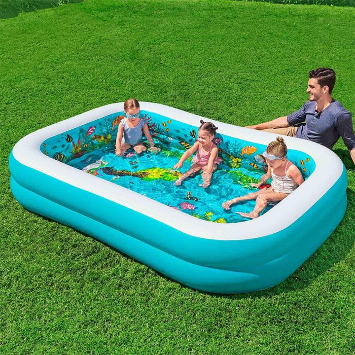 Bestway Piscina Hinchable 2 Camaras Fondo 3D Marino con Accesorios 262x175x51 cm +3 Años Jardin 54177 21