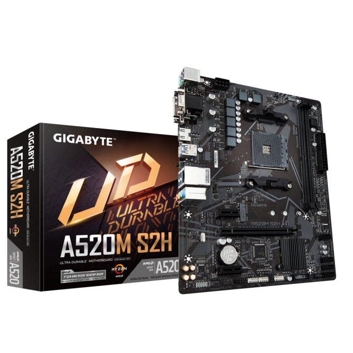 Gigabyte A520M S2H Placa Base Socket AM4 para AMD Ryzen, Micro ATX, DDR4 5100MHz (OC), M.2 PCIe 3.0, Gaming LAN, HDMI 2.1