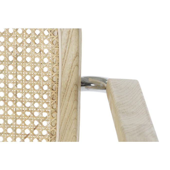 DKD Home Decor Silla Horeca Vintage Fuyang Olmo Ratan Acero Galvanizado Marron Claro Plateado Natural 62 x 79 x 65.5 cm (4 Unidades) 3