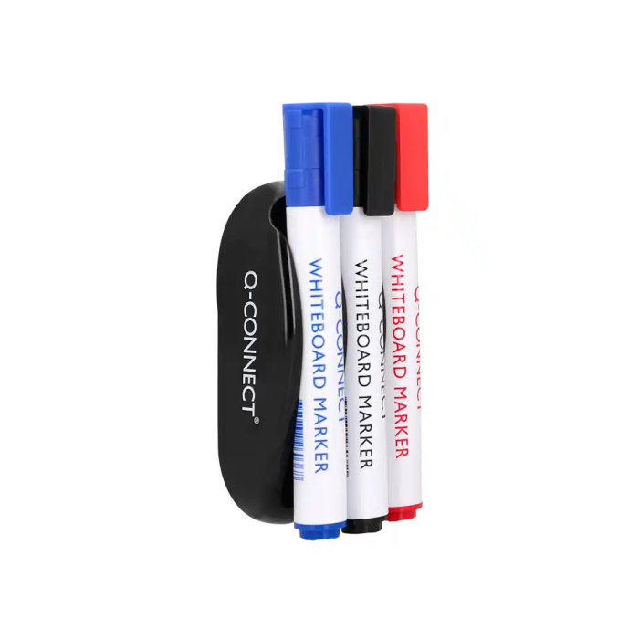 Q-connect Borrador Magnético para Pizarra Blanca con 3 Rotuladores Azul, Negro y Rojo 3 Q-connect Borrador Magnético para Pizarra Blanca con 3 Rotuladores Azul, Negro y Rojo 3