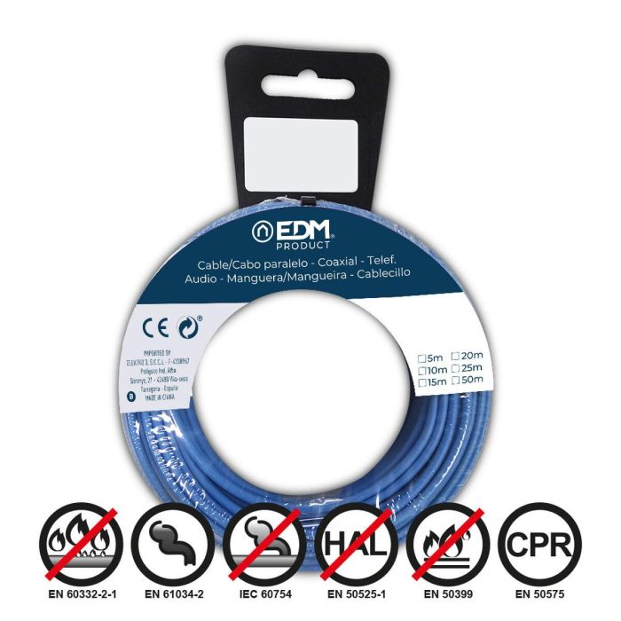 Cable EDM 28425 Azul 1,5 mm 50 m Plástico 1