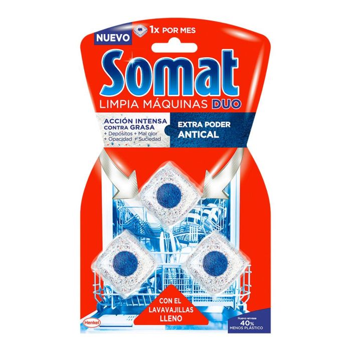 Somat Limpiador de lavavajillas 3 dosis - Extra poder anti-cal y acción intensa contra la grasa