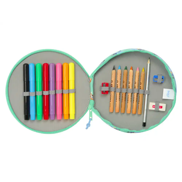 Safta Plumier Redondo 18 Piezas Bluey "Sisters" 21x3,5 Cm 2