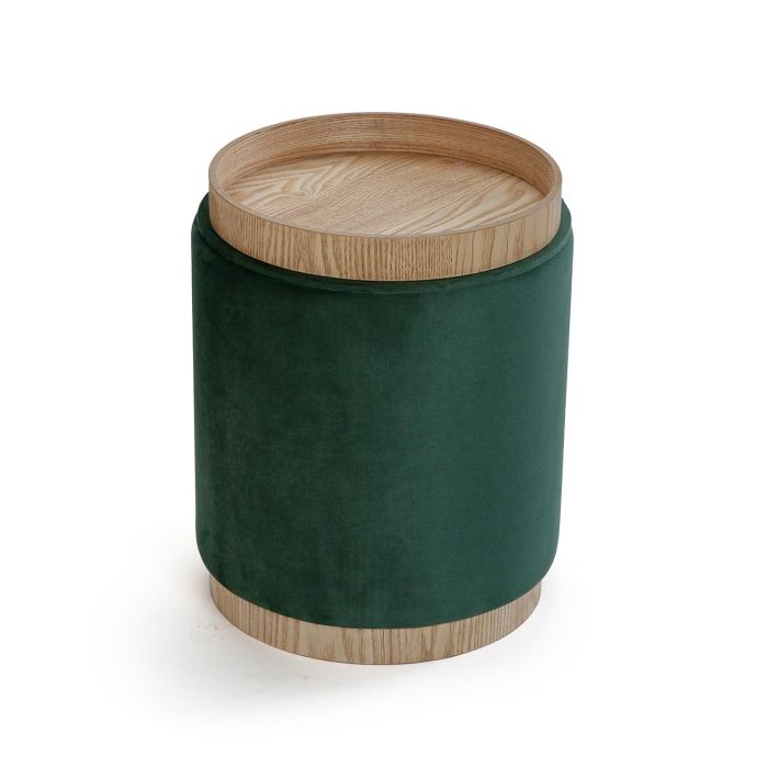 Puff Con Almacenamiento Y Bandeja Velvet Verde Versa 42X35CM 3 Puff Con Almacenamiento Y Bandeja Velvet Verde Versa 42X35CM 3