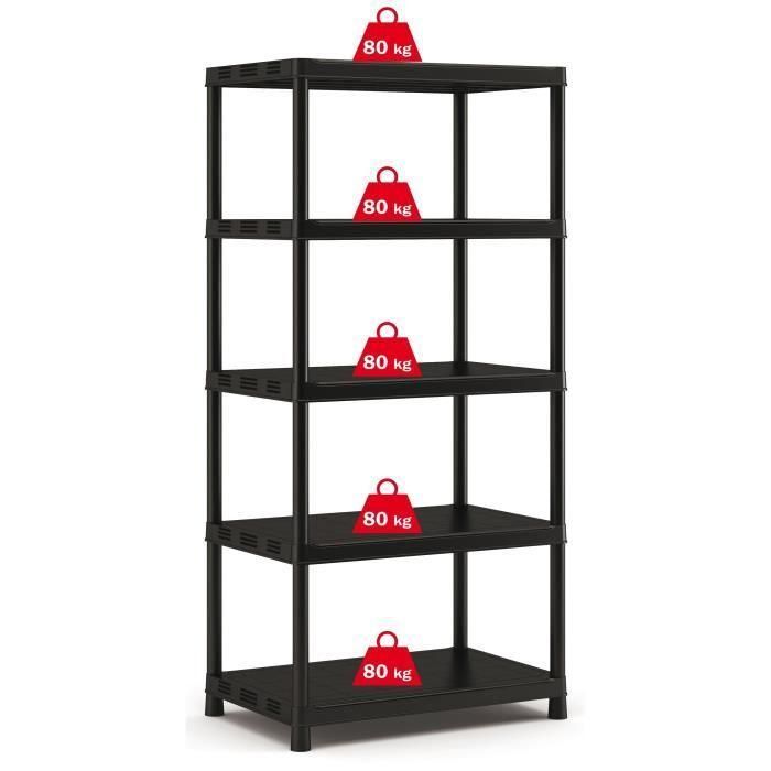 Estante de almacenamiento KIS Plus XL / 5 - 90 x 60 x 187 cm - Negro 2 Estante de almacenamiento KIS Plus XL / 5 - 90 x 60 x 187 cm - Negro 2