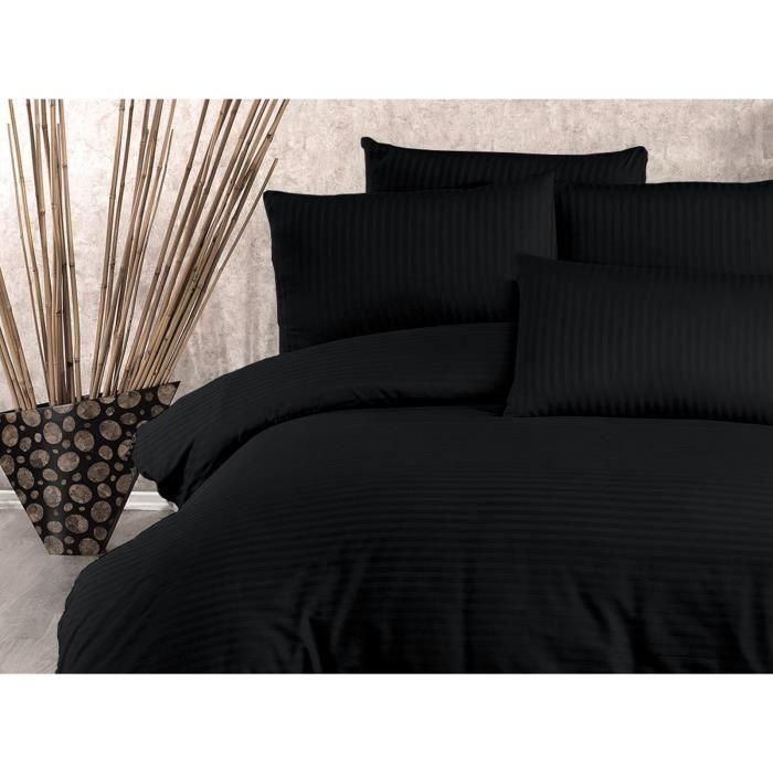 Juego de Cama ASI8683342999540 - 1 Funda Nórdica 220x240 cm + 2 Fundas Almohada 60x60 cm - 80% Algodón, 20% Poliéster - Negro 1