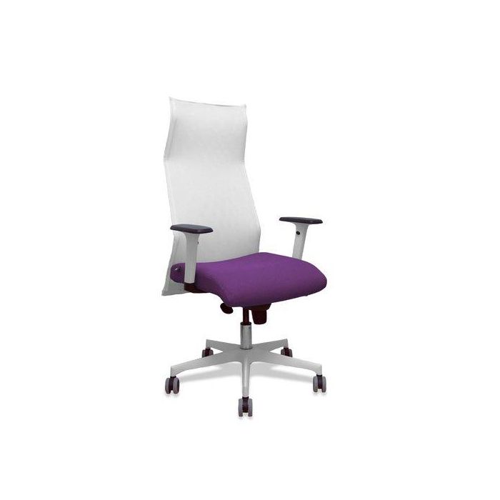 Sillon Piqueras Y Crespo Sahuco Direccion Uso Intensivo (8H) Brazos Blancos Regulables Mecanismo Sincro Respaldo Malla Blanca Transpirable Y Asiento Tapizado Bali Morado