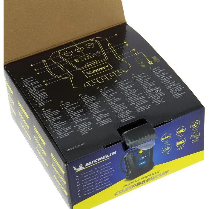 Michelin Compresor programable digital 12V 7 bar con manómetro digital y toma USB/LED 3