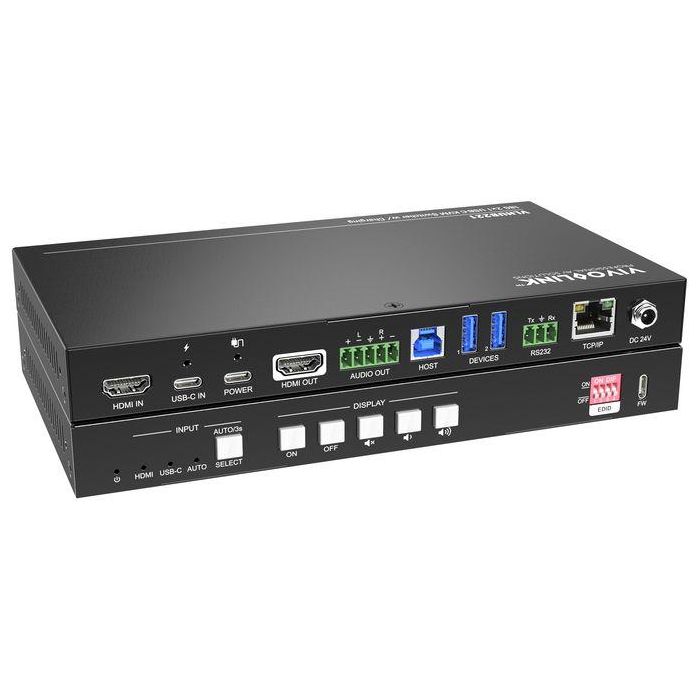 Vivolink HUB de Sala de Reuniones 4K 2x1 Conmutador HDMI/USB-C con Códec Suave, USB3.0 y Control CEC para Conferencias 6