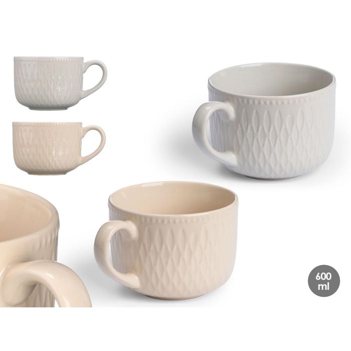 Vessia Tazón de Desayuno Surtido 560 ml Cerámica Loza Beige/Gris 16x9x12 cm (24 Unidades)