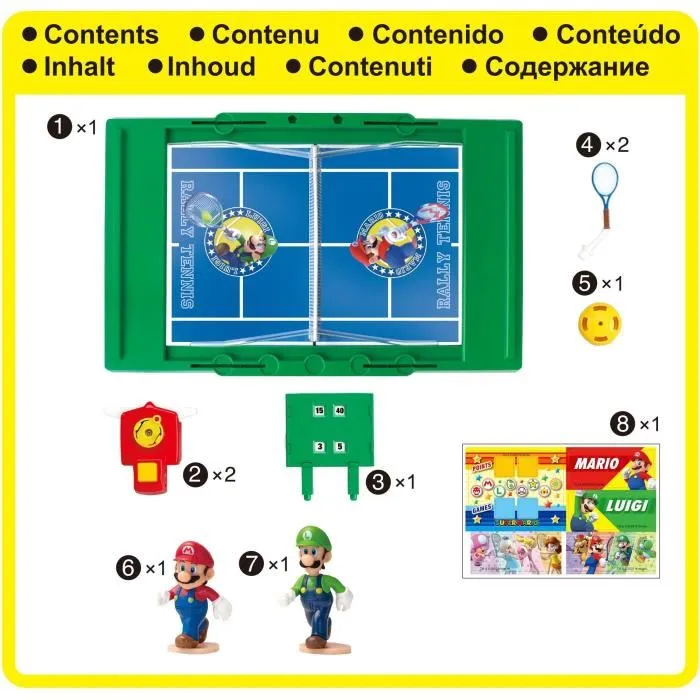 Epoch Super Mario Rally Tennis Juego 7434 con Figuras Coleccionables de Mario y Luigi para +5 Años 3