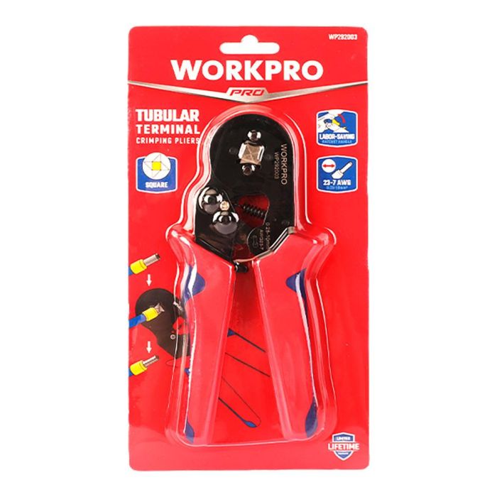 Workpro Crimpadora Punteras Eléctricas 175 mm, 0,25 - 10,00 mm², Prenzado Cuadrado 1