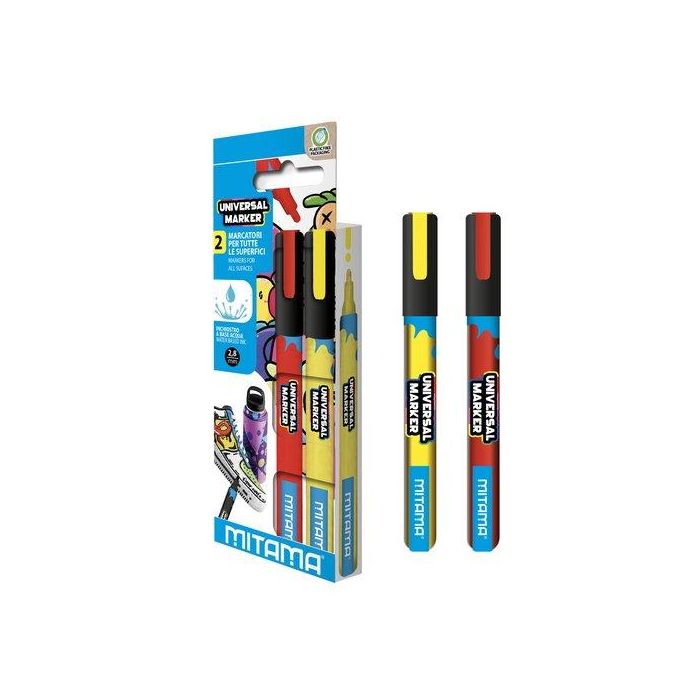 Rotulador Acrilico Mitama 2.5Mm Amarillo Y Rojo Pack De 2