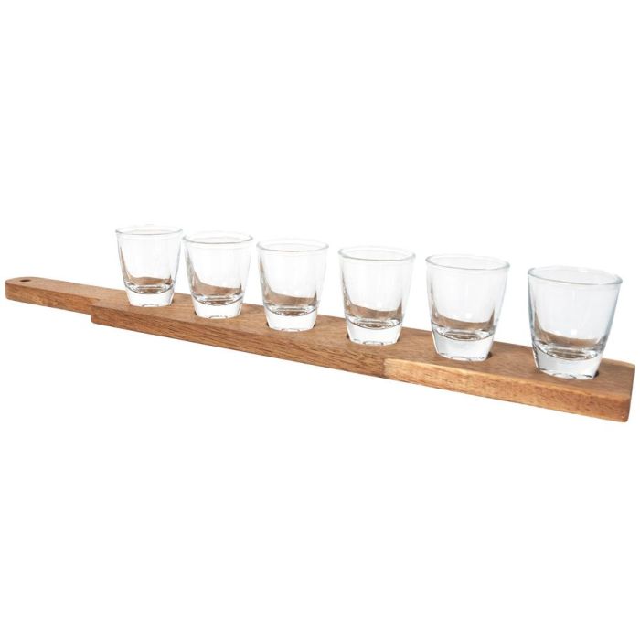 Juego De 6 Chupitos Con Tabla Acacia Cook Concept