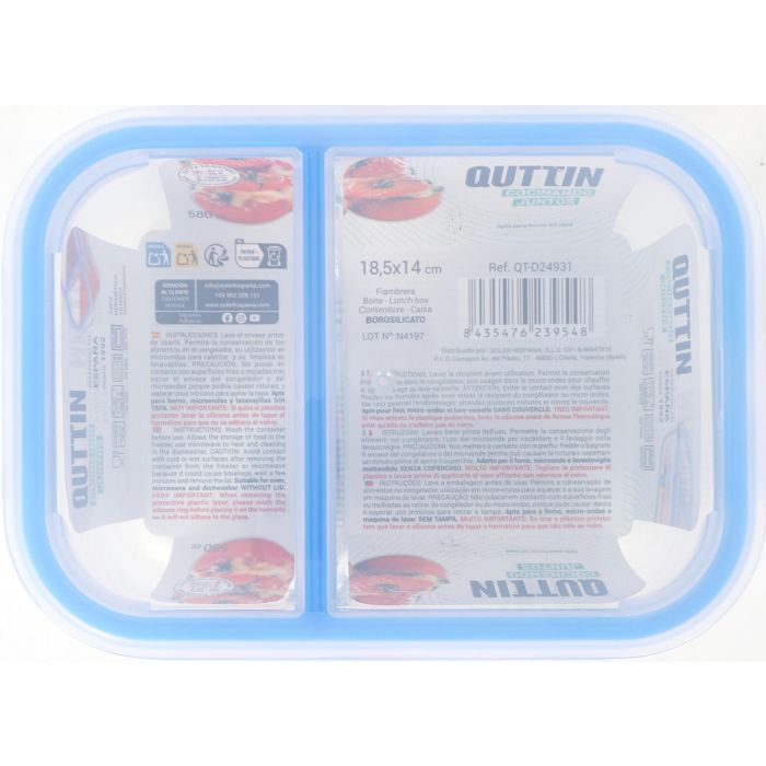 Fiambrera rectangular Quttin, 2 compartimentos, 18.3 x 14.3 cm, 580 cc (6 Unidades) 4 Fiambrera rectangular Quttin, 2 compartimentos, 18.3 x 14.3 cm, 580 cc (6 Unidades) 4