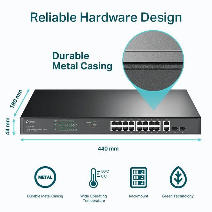 Switch 18 Puertos Tp - Link Tl - Sg1218Mp 16 6