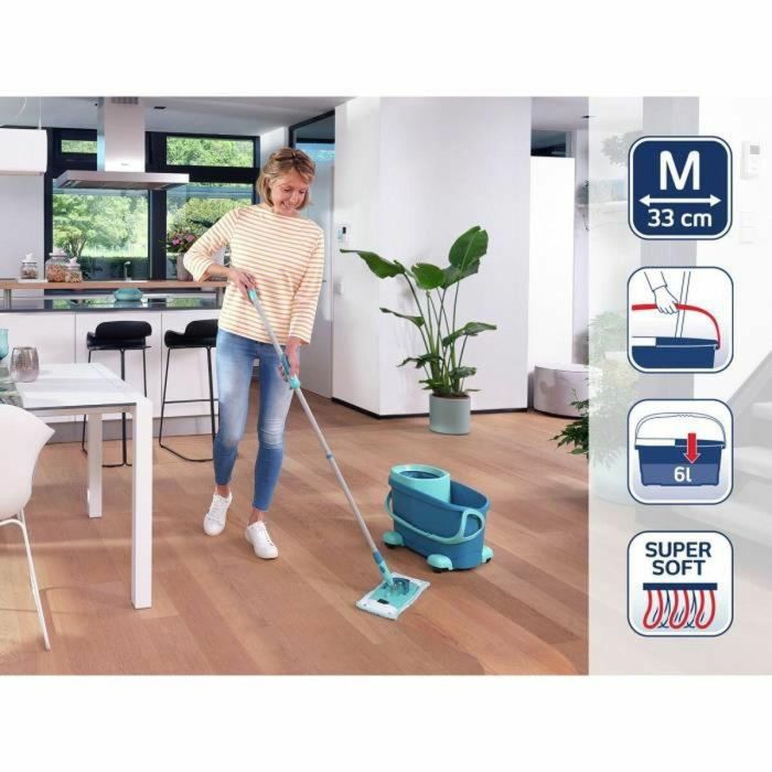 Leifheit 52121 Clean Twist M Ergo mobile Kit de limpieza de suelos con trapeador, cubo giratorio con ruedas y capacidad de 6 litros 1