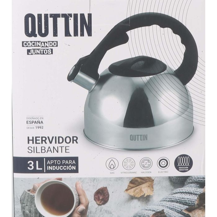 Quttin Hervidor Silbante 3 Litros, 20 cm Ancho x 22 cm Alto x 20 cm Largo, 4.72 kg (6 Unidades) 1