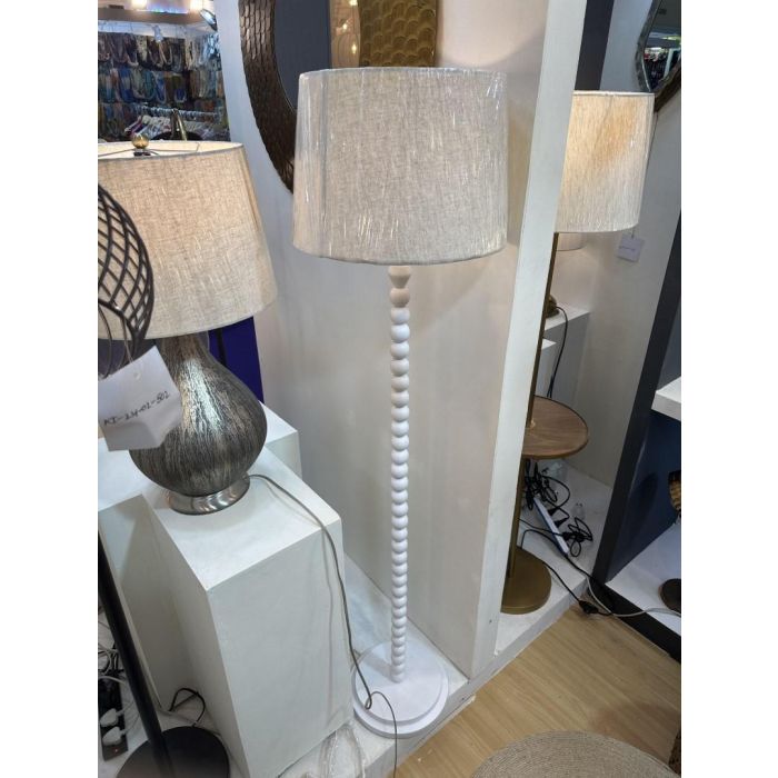 DKD Home Decor Lámpara de Pie Moderna Blanca 40x40x150 cm Metal Poliester 2