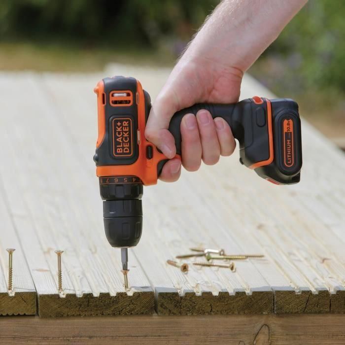 Black & Decker Destornillador Inalámbrico 10.8V, 2 Baterías Litio, Control de Torque 10 Posiciones y Caja 3
