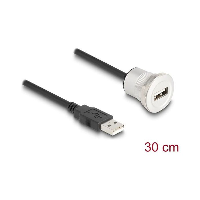 DeLOCK 88181 Cable de extensión USB 2.0 Tipo A Macho a Hembra para Montaje en Panel, 30 cm (0.3 m), Color Negro y Plata 1 DeLOCK 88181 Cable de extensión USB 2.0 Tipo A Macho a Hembra para Montaje en Panel, 30 cm (0.3 m), Color Negro y Plata 1