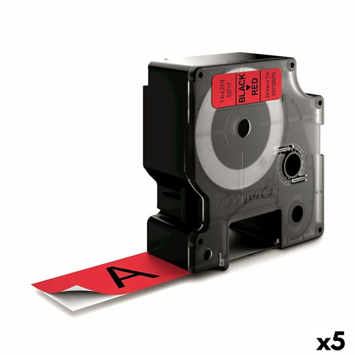 Cinta Laminada para Rotuladoras Dymo D1 53717 24 mm LabelManager™ Rojo Negro (5 Unidades) Cinta Laminada para Rotuladoras Dymo D1 53717 24 mm LabelManager™ Rojo Negro (5 Unidades)