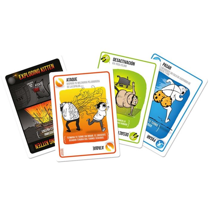 Asmodee Juego Exploding Kittens. Ruleta rusa en versión gatuna, roba cartas hasta que salga el exploding. 1