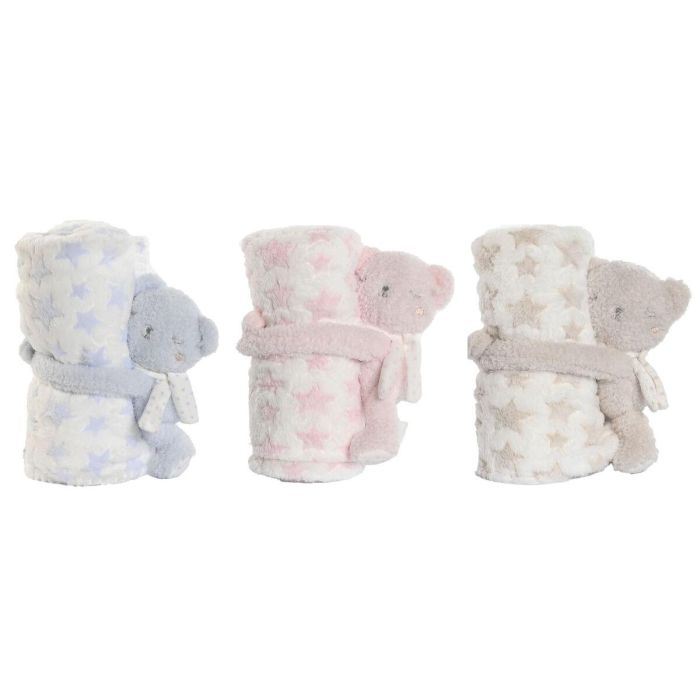 Peluche Manta Baby DKD Home Decor Rosa Azul 80 x 75 x 100 cm Set de 2 (3 Unidades)