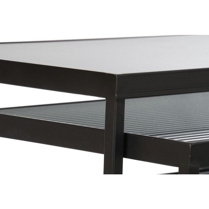 DKD Home Decor Mesita Auxiliar Loft Negra, Set de 3 Mesas Auxiliares de Diseño Industrial Moderno - Metal y Cristal - 58x36.5x53.5 cm 2 DKD Home Decor Mesita Auxiliar Loft Negra, Set de 3 Mesas Auxiliares de Diseño Industrial Moderno - Metal y Cristal - 58x36.5x53.5 cm 2