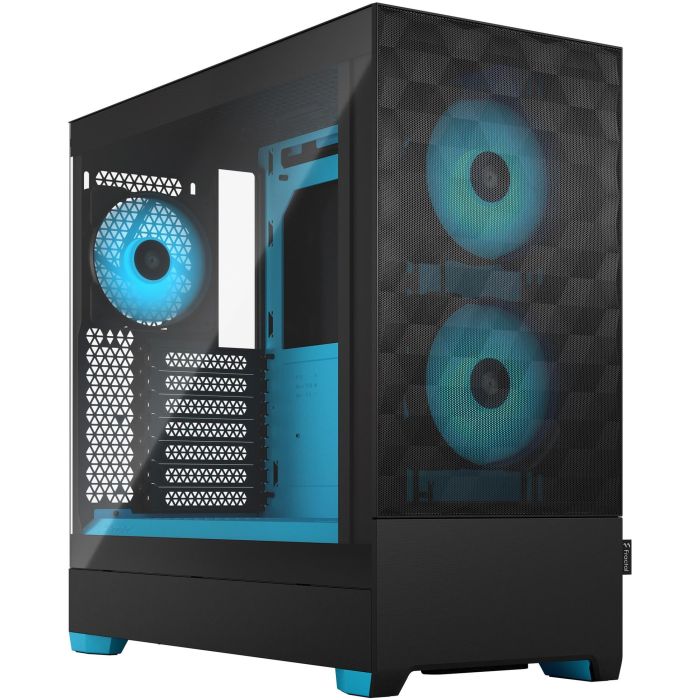 Fractal Design Pop Air RGB Cyan Core TG Clear Tint Torre PC Negra y Cian con Ventana de Cristal Templado ATX Micro ATX Mini-ITX