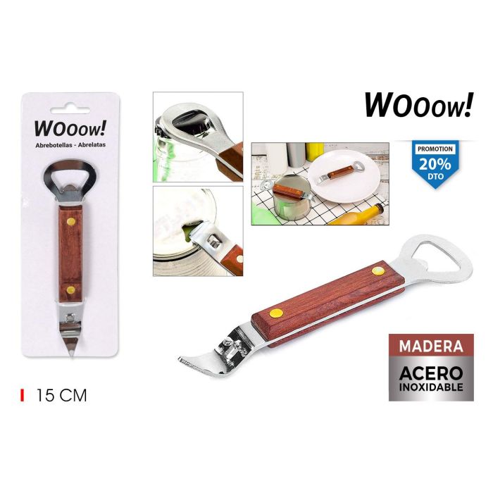 Privilege - Abrebotellas y Abrelatas con Mango de Madera - Utensilio de Cocina Esencial (36 Unidades)