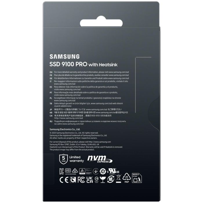 SAMSUNG MZ-VAP2T0 M.2 9100 PRO NVMe SSD 2TB PCIe 5.0 para PC Gaming 14.700 MB/s lectura 13.400 MB/s escritura 5 SAMSUNG MZ-VAP2T0 M.2 9100 PRO NVMe SSD 2TB PCIe 5.0 para PC Gaming 14.700 MB/s lectura 13.400 MB/s escritura 5