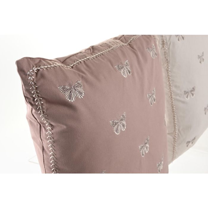 DKD Home Decor Cojin Shabby Rosa Crema Poliester 45 x 45 x 10 cm (4 Unidades) 1