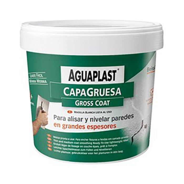 Aguaplast Masilla Rellenos Capa Gruesa para Grietas y Agujeros Grandes, Uso Interior, Lista al Uso, Blanco 1 kg