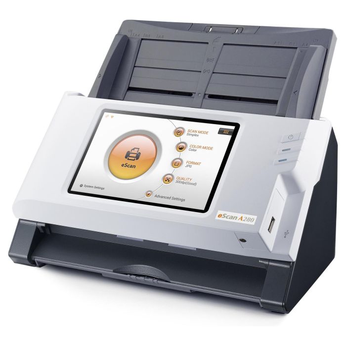 Plustek Escaner A280 Essential, Resolucion 600x600 DPI, Escaneado Duplex, Color, Velocidad 20 seg/pagina, ADF 8