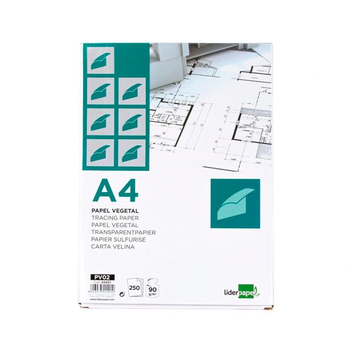 Papel Dibujo Liderpapel 210x297 mm 90 gr-M2 Vegetal 250 unidades 1