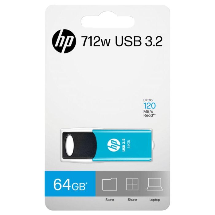 HP 712w | Memoria Flash USB 64 GB, USB 3.2 Gen 1 Tipo A, 120 MB/s Lectura, Diseño Retráctil Portátil, Color Azul 1 HP 712w | Memoria Flash USB 64 GB, USB 3.2 Gen 1 Tipo A, 120 MB/s Lectura, Diseño Retráctil Portátil, Color Azul 1