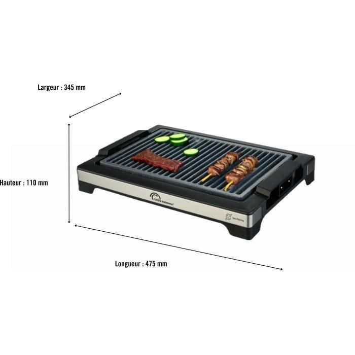Barbacoa Eléctrica LITTLE BALANCE - Easy Nopifas - Superficie de cocción 38 x 25 cm - Revestimiento microcerámico libre de PFAS - 2000W 4 Barbacoa Eléctrica LITTLE BALANCE - Easy Nopifas - Superficie de cocción 38 x 25 cm - Revestimiento microcerámico libre de PFAS - 2000W 4