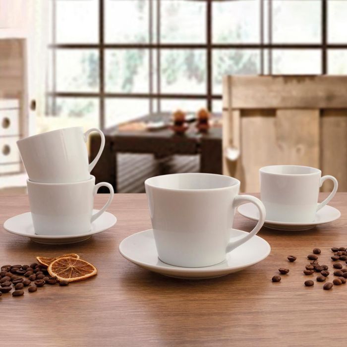 Set 6 Tazas con Plato Porcelana Renova Blanca Quid 20 cL 2 Set 6 Tazas con Plato Porcelana Renova Blanca Quid 20 cL 2