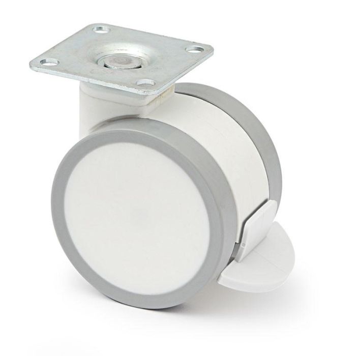 Q&Q Rueda Giratoria Duncan Ø65 H81 Plástico Blanco Con Freno