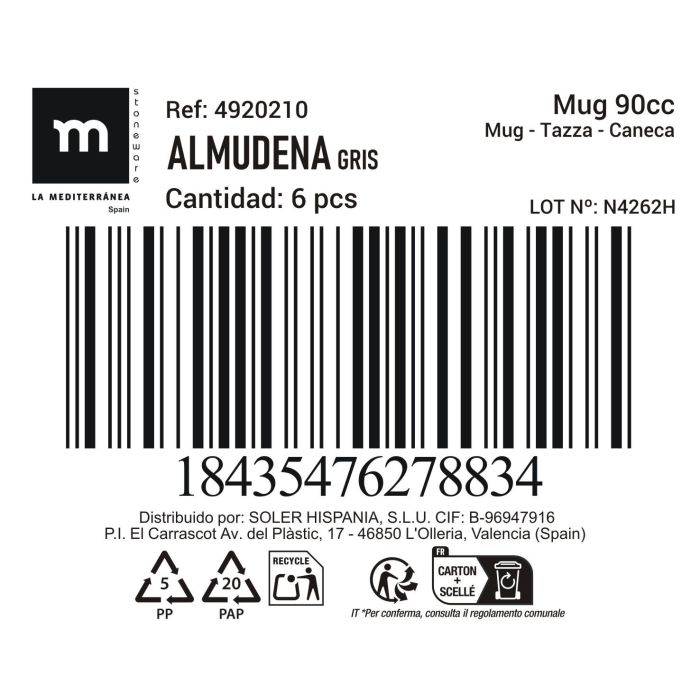Taza Almudena 90 cc Gris - Inde (36 Unidades) 2 Taza Almudena 90 cc Gris - Inde (36 Unidades) 2